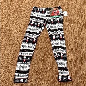 one 5 one Black & White Snowman Stripe Kids Leggings